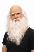 Realistic Old Man Mask with White Beard